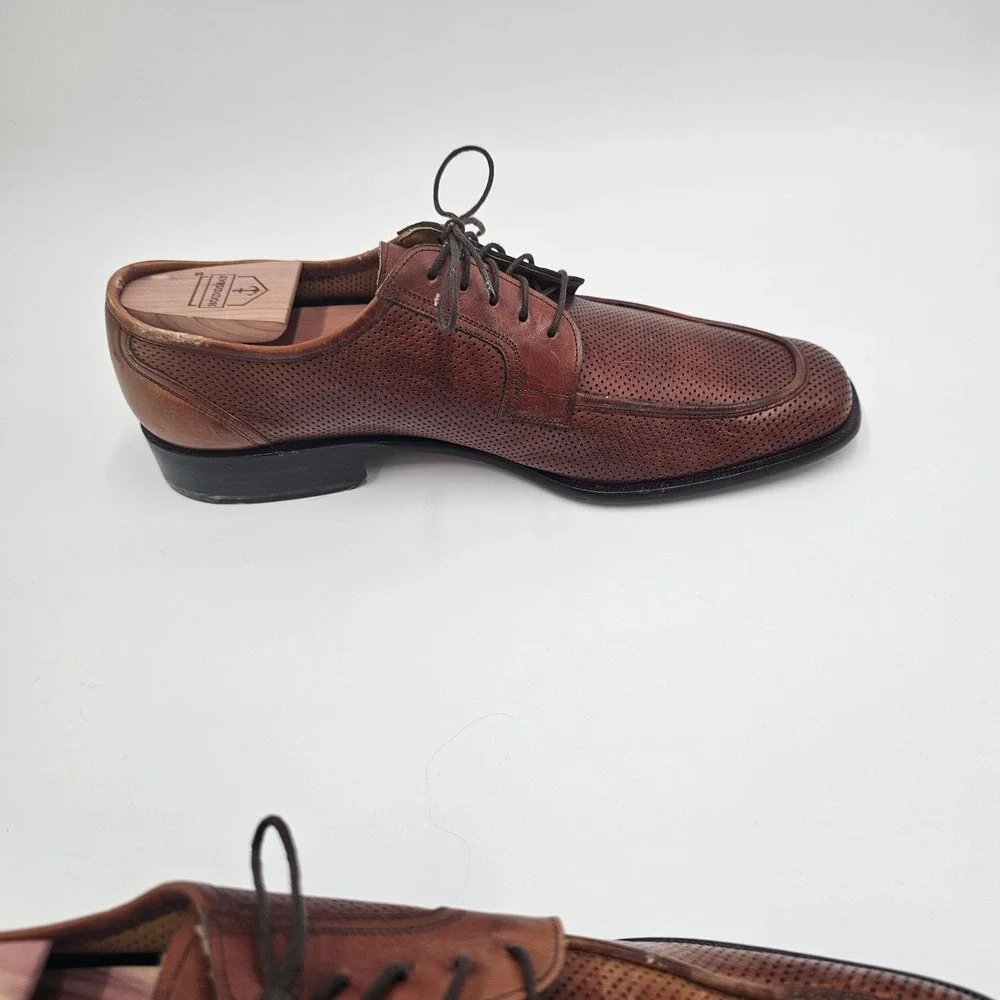 E.T. Wright Men's Brown Perforated Leather Oxford Dress Shoes Size 11B Made...‎